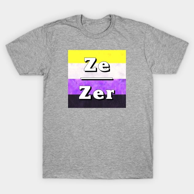 Ze-Zir Pronouns: Non-Binary T-Shirt by Tiger Torre